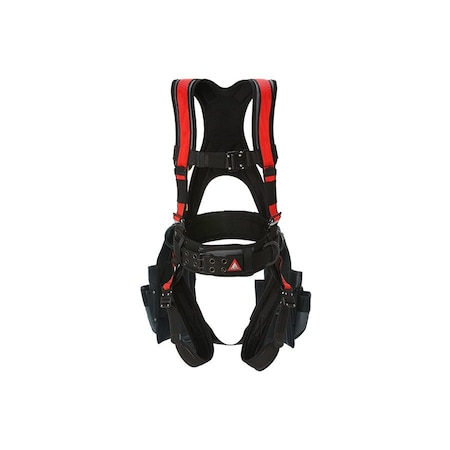 Super Anchor Safety Small - Gray Frame/Red Webbing Deluxe Full Body Harness with All-Pakka Tool Bag Combo 6151-GRS